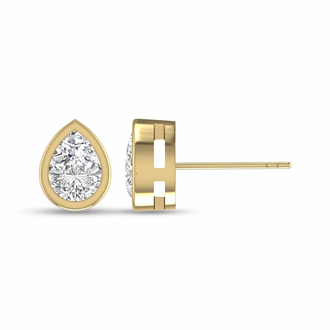 Coupon π Monary Lab Grown 1/4 CTW Pear Shaped Bezel Set Solitaire Diamond Earrings in 14K Yellow Gold for π© women β¨ - Image 4