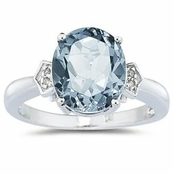 New 🔔 Monary Aquamarine and Diamond Ring in 10K White Gold for 👩 women 😀