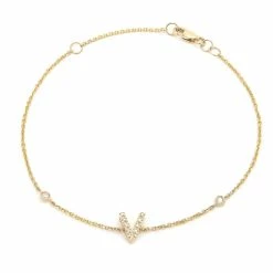 Flash Sale ❤️ Monary Diamond Initial Fashion Bracelet "V" (14k) (6+1") for 👩 women 😍