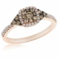 Budget 🥰 Monary White & Brown Diamond Prong Set Fashion Ring Set in 14K Rose Gold for 👩 women ⌛