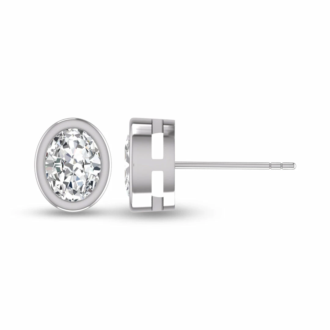 Coupon β€οΈ Monary Lab Grown 1 CTW Oval Bezel Set Solitaire Diamond Earrings in 14K White Gold for π© women π - Image 4