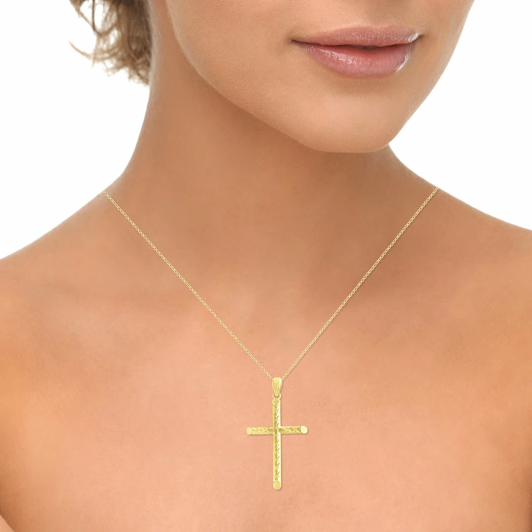 Coupon π₯ Monary Diamond Cut 10K Yellow Gold Cross Pendnat for π© women π₯° - Image 4