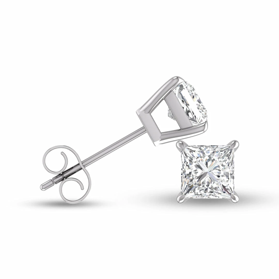 Promo π Monary Lab Grown 1 CTW Princess Cut Solitaire Diamond Earrings in 14K White Gold for π© women π - Image 2
