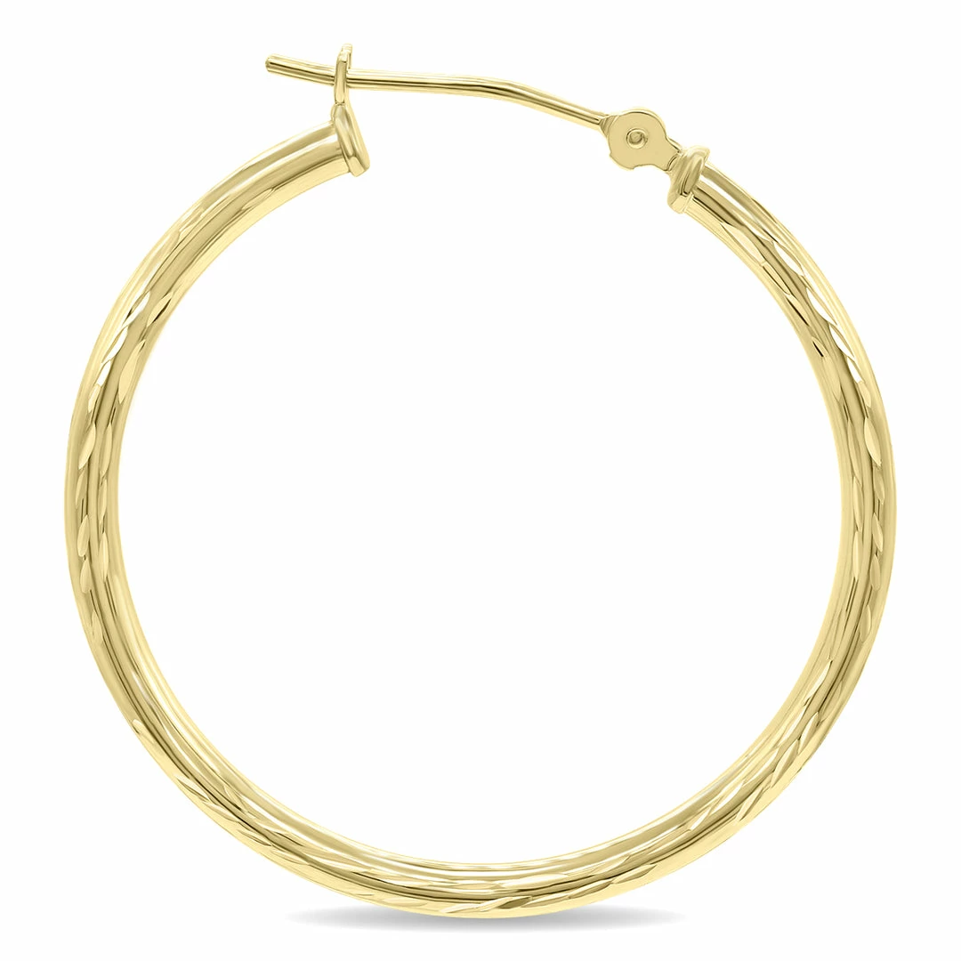 Discount π Monary 10K Yellow Gold Shiny Diamond Cut Engraved Hoop Earrings (30mm) for π© women βοΈ - Image 2