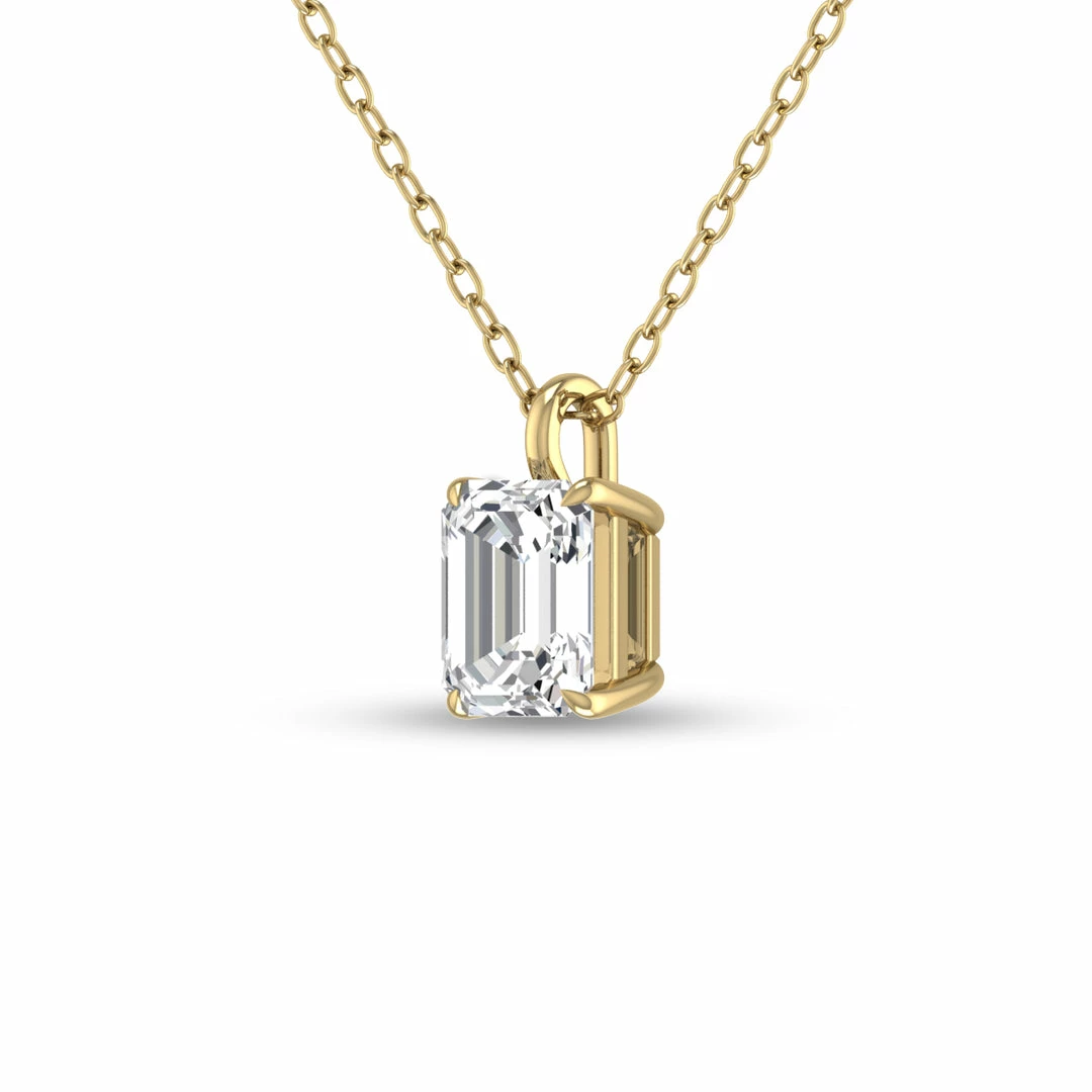 Best deal π Monary Lab Grown 1/4 CTW Emerald Solitaire Diamond Pendant in 14K Yellow Gold for π© women π - Image 2