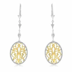 Cheapest ❤️ Monary Diamond Dangle Earrings Set in 14K Two Tone Gold for 👩 women 😉