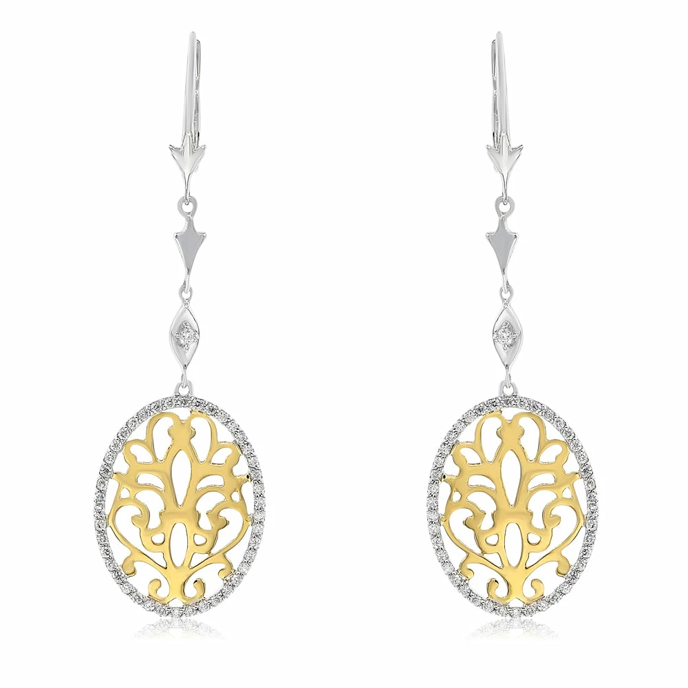Cheapest β€οΈ Monary Diamond Dangle Earrings Set in 14K Two Tone Gold for π© women π