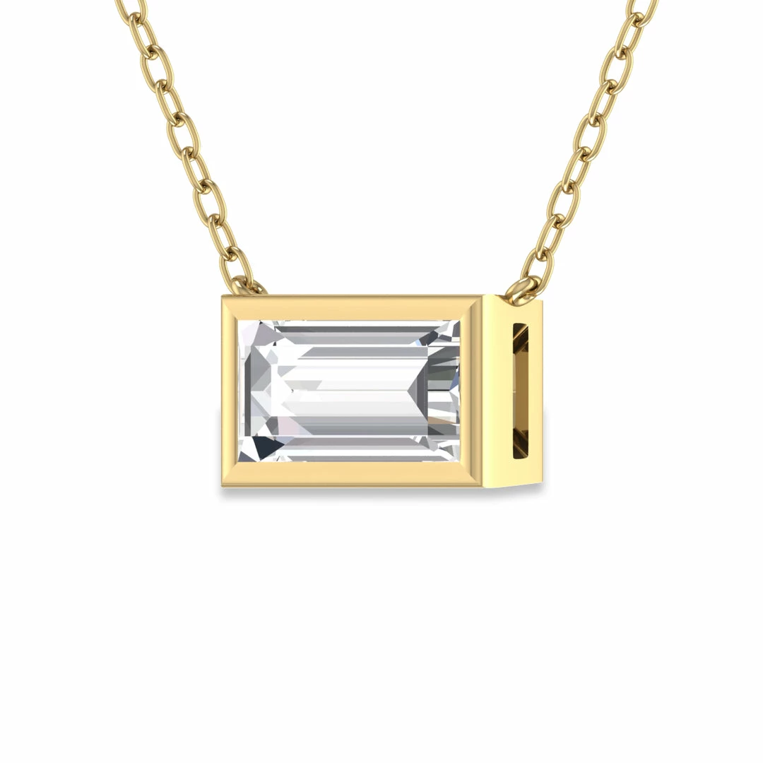 Promo π Monary Lab Grown 1/2 CTW Baguette Bezel Set Diamond Solitaire Pendant in 14K Yellow Gold for π© women π - Image 2