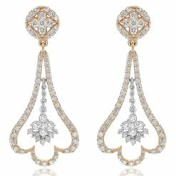 Budget 🧨 Monary Diamond Fashion Dangle Earrings Set in 18K Two Tone Gold for 👩 women ❤️