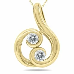 New π Monary 3/4 Carat TW Two Stone Diamond Pendant in 14K Yellow Gold for π© women β