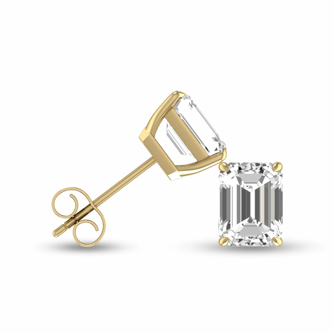 Deals π Monary Lab Grown 3/4 CTW Emerald Cut Solitaire Diamond Earrings in 14K Yellow Gold for π© women β¨ - Image 2