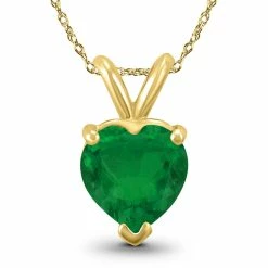 Best deal 👍 Monary 14K Yellow Gold 5MM Heart Emerald Pendant for 👩 women 👏