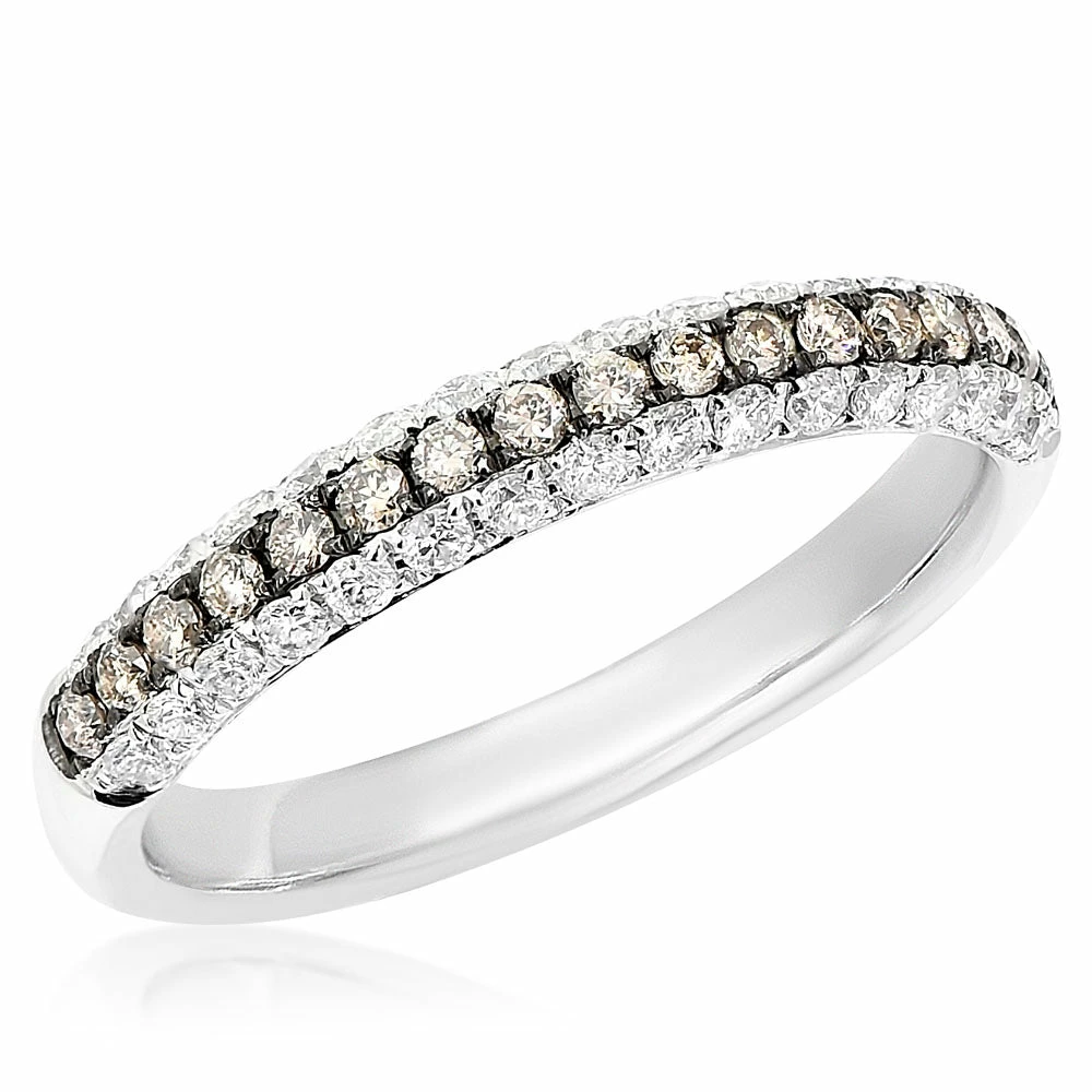 Wholesale π₯° Monary White & Brown Diamond Prong Set Band Set in 14K White Gold for π© women β