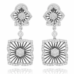 Buy 🛒 Monary White Diamond Fashion Earrings Set in 14K White Gold for 👩 women ⭐