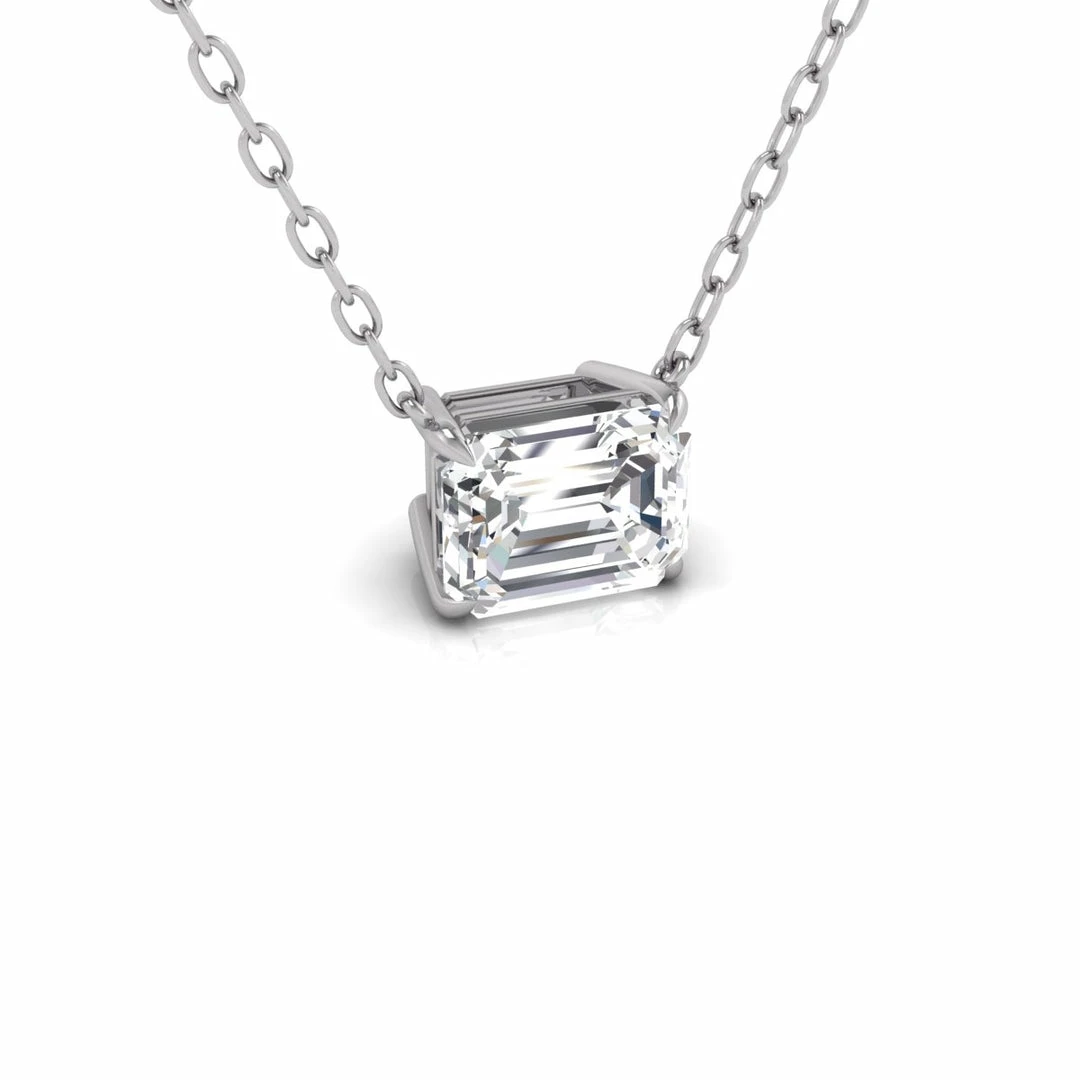 Buy β Monary Lab Grown 1/4 CTW Floating Emerald Diamond Solitaire Pendant in 14K White Gold for π© women β - Image 4