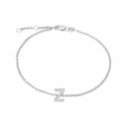 Outlet 🧨 Monary Silver Diamond "Z' Initial Bracelet 7+1" for 👩 women 😉