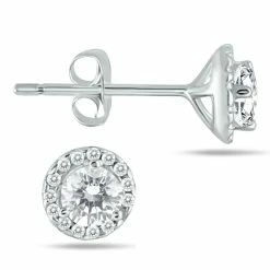 Brand new ⌛ Monary 5/8 Carat TW Diamond Halo Earrings in 14K White Gold for 👩 women 🔔