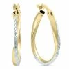 Best deal ✔️ Monary 14K Yellow Gold Two Toned Twisted Hoop Earrings for 👩 women ✔️