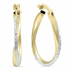 Best deal ✔️ Monary 14K Yellow Gold Two Toned Twisted Hoop Earrings for 👩 women ✔️