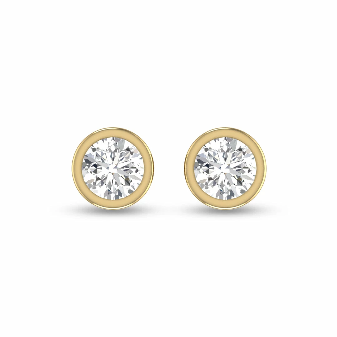 Hot Sale π₯° Monary Lab Grown 1/2 CTW Round Bezel Set Solitaire Diamond Earrings in 14K Yellow Gold for π© women β¨