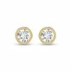 Discount 😀 Monary Lab Grown 1 CTW Round Bezel Set Solitaire Diamond Earrings in 14K Yellow Gold for 👩 women 🎁