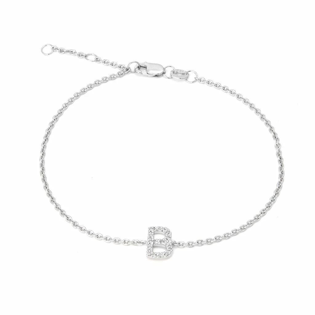 Brand new βοΈ Monary Silver Diamond "B" Initial Bracelet 7+1" for π© women β€οΈ