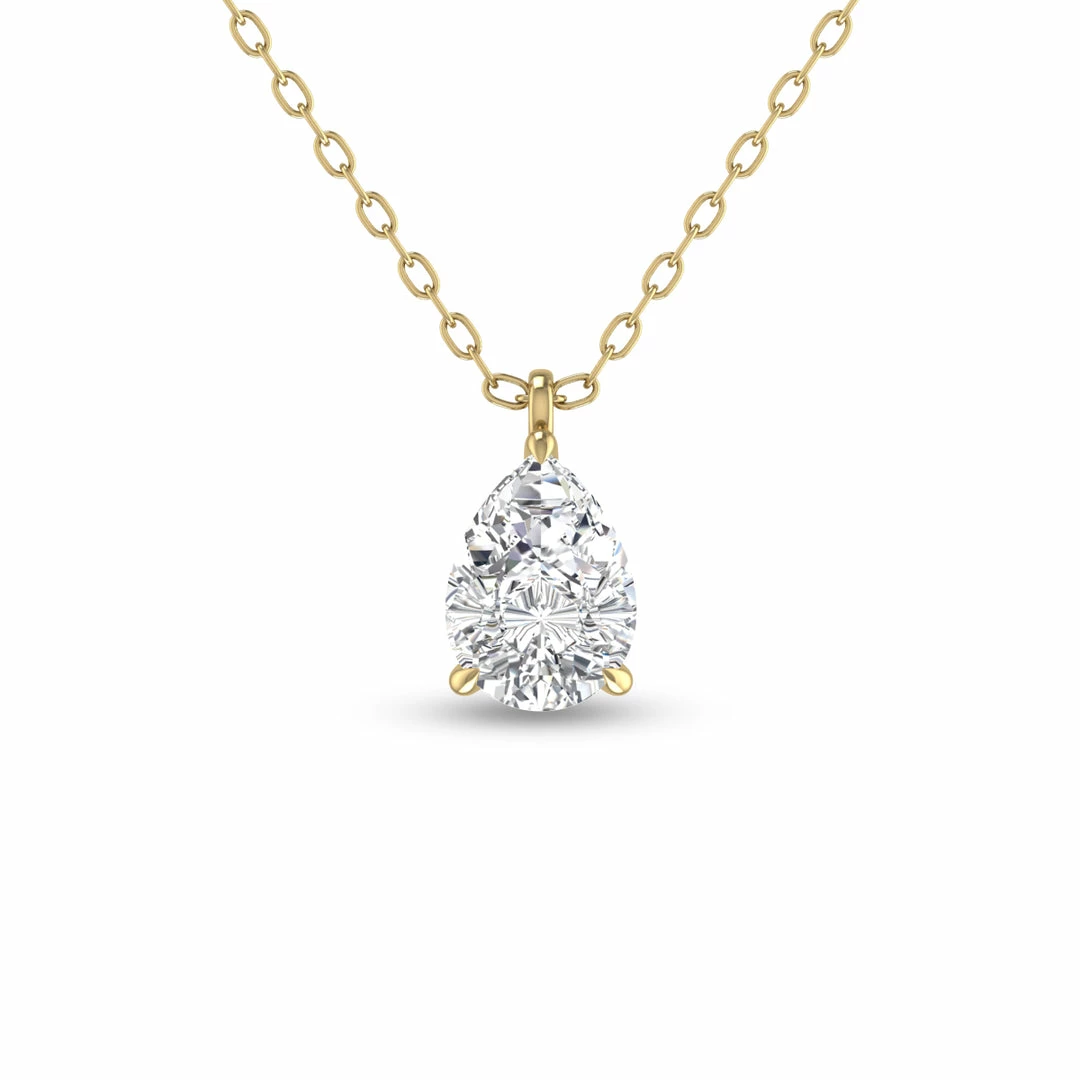 Hot Sale π Monary Lab Grown 1 CTW Pear Solitaire Diamond Pendant in 14K Yellow Gold for π© women π₯