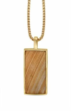 Brand new 🎁 Monary Wood Jasper Stone Tag in 14K Yellow Gold Plated Sterling Silver for men 🌟