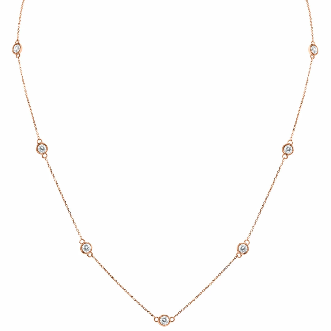 Cheap π Monary 2 Carat TW Bezel Set Diamond Station Necklace in 14K Rose Gold for π© women βοΈ