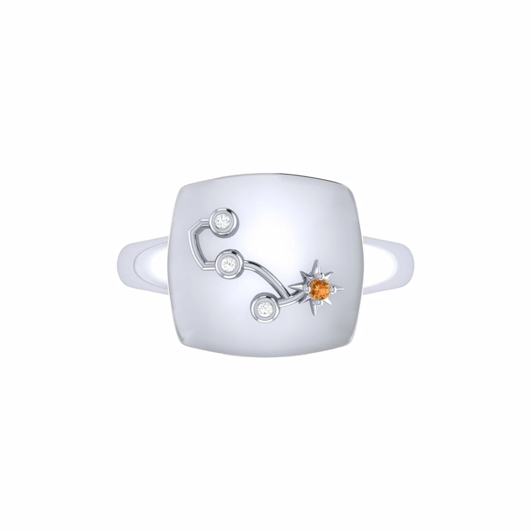 Wholesale β€οΈ Monary Scorpio Citrine & Diamond Constellation Signet Ring in Sterling Silver for π© women π - Image 3