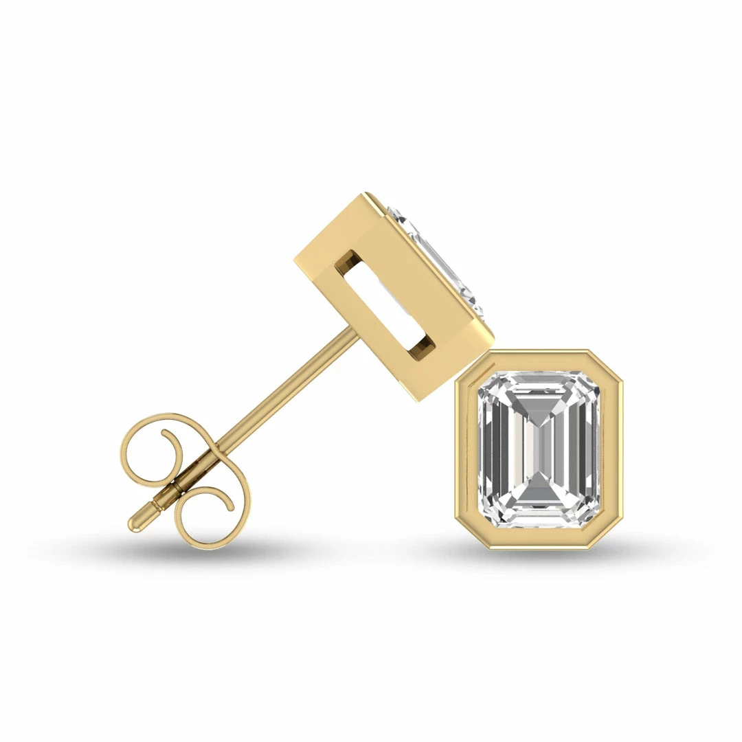 Budget π Monary Lab Grown 1/4 CTW Emerald Bezel Set Diamond Solitaire Earrings in 14K Yellow Gold for π© women π - Image 2