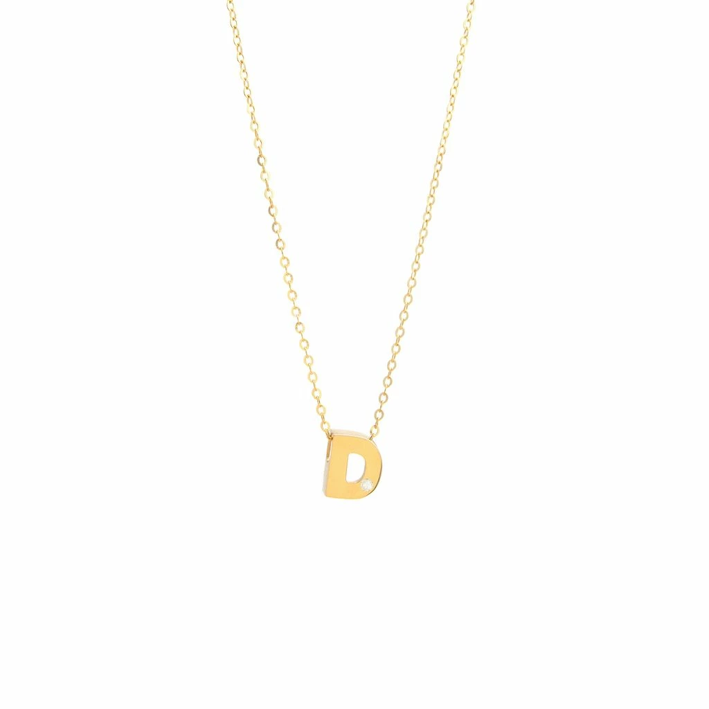 Budget π Monary 14k Yg Initial D W/ Diamond And Chain (16+2") for π© women π