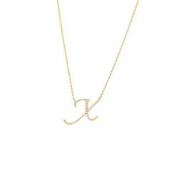 Best Sale ❤️ Monary Diamond Script Initial Necklace (Yg/ 16+2") for 👩 women 🛒