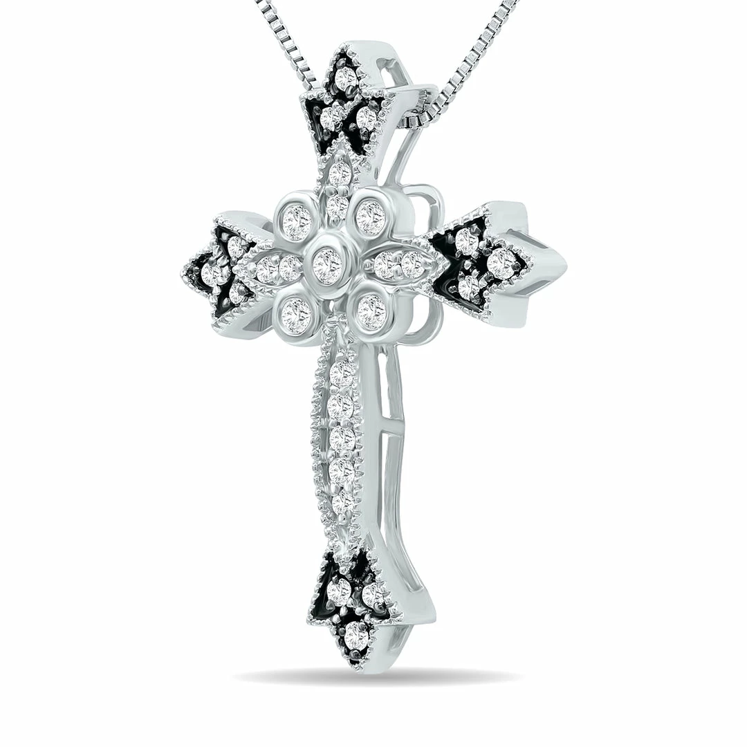 Cheapest π₯ Monary 1/4 Carat TW Diamond Cross Pendant with Black Rhodium in .925 Sterling Silver for π© women π - Image 2