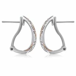 Flash Sale 👍 Monary Diamond Huggies Earrings Set in 14K Two Tone Gold for 👩 women 🤩