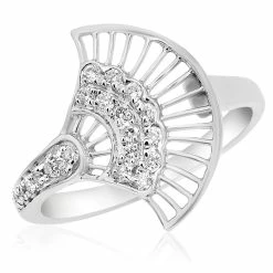 Coupon 💯 Monary Diamond Right Hand Ring - Set in 14K White Gold for 👩 women 🧨
