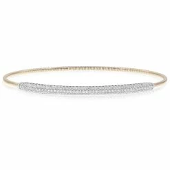 New 👍 Monary Diamond Bangle Bracelet- Pave Set in 18K Two-Tone Gold for 👩 women 🎁