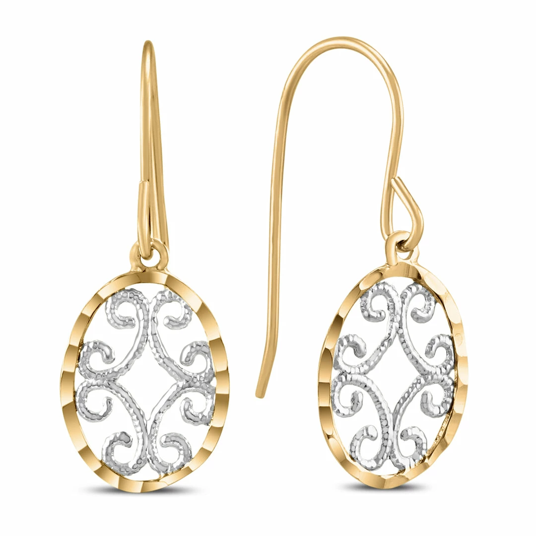Flash Sale β¨ Monary Oval Dangle Drop Earrings in 10K Yellow Gold with White Rhodium Plating for π© women π₯°