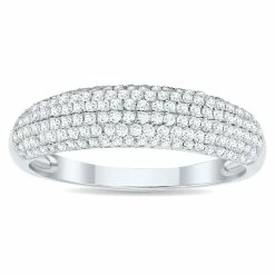 Outlet π Monary π© Women's 1/2 Carat TW Round Diamond Pave Set Wedding Anniversary Band in 10K White Gold βοΈ