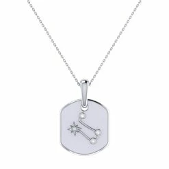 New β¨ Monary Gemini Twin Moonstone & Diamond Constellation Tag Pendant Necklace in Sterling Silver for π© women π