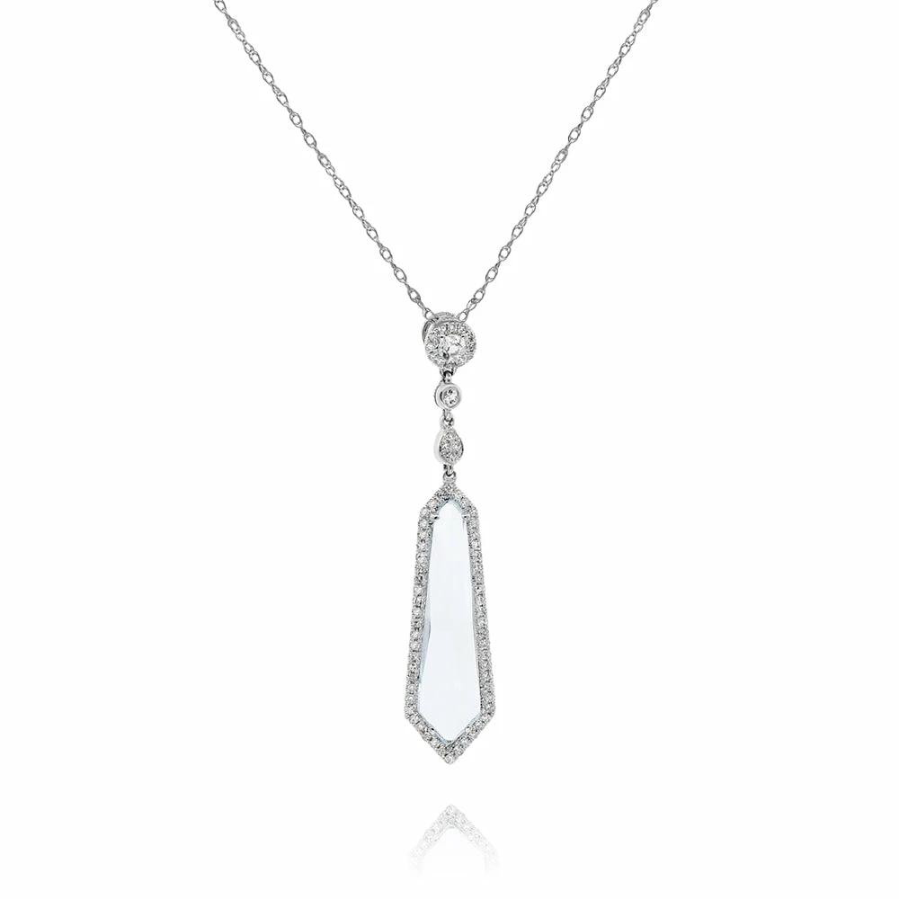 Flash Sale π Monary Blue & White Topaz & Diamond Pendant Necklace Set in 14K White Gold for π© women β