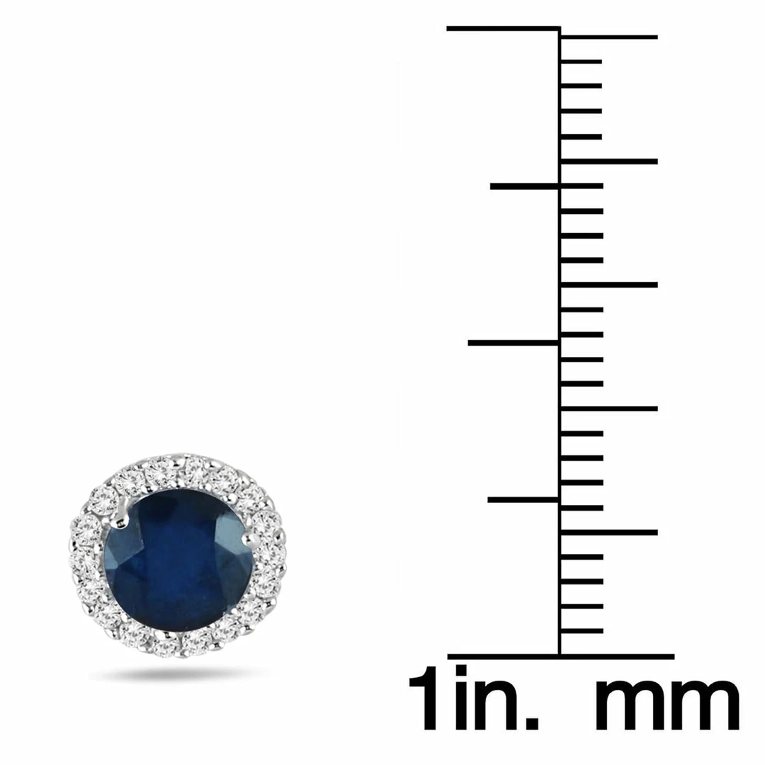 Outlet π₯ Monary Sapphire and Diamond Stud Earrings in 14K White Gold for π© women π - Image 2
