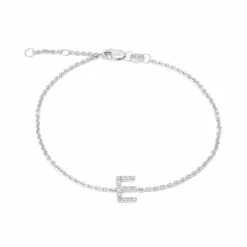 Best Pirce ❤️ Monary Silver Diamond 'e" Initial Bracelet 7+1" for 👩 women 😍