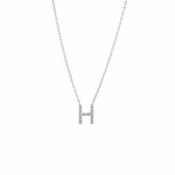 Cheap 🤩 Monary Silver Diamond Initial "H" Necklace for 👩 women 💯