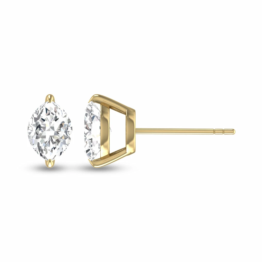 Promo π Monary Lab Grown 1/4 CTW Marquise Solitaire Diamond Earrings in 14K Yellow Gold for π© women β€οΈ - Image 4