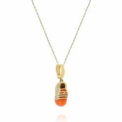 Cheap 👍 Monary Orange Enamel & Diamond Pendant Necklace Set in 14K Yellow Gold for 👩 women 🌟