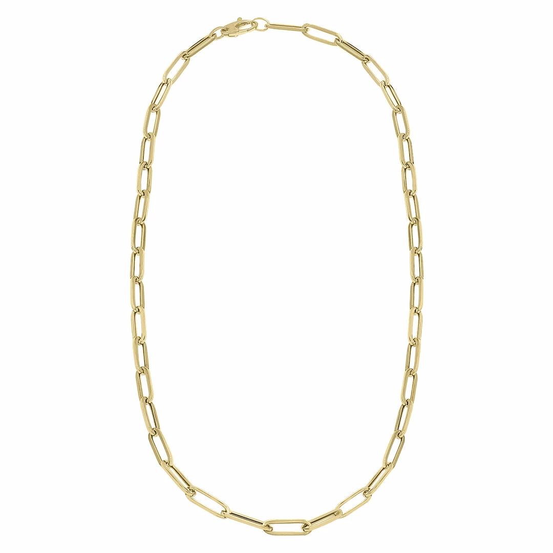 Discount π Monary 14K Yellow Gold 4.2MM Lite Paperclip Chain With Lobster Clasp - 18 Inch for π© women π - Image 2