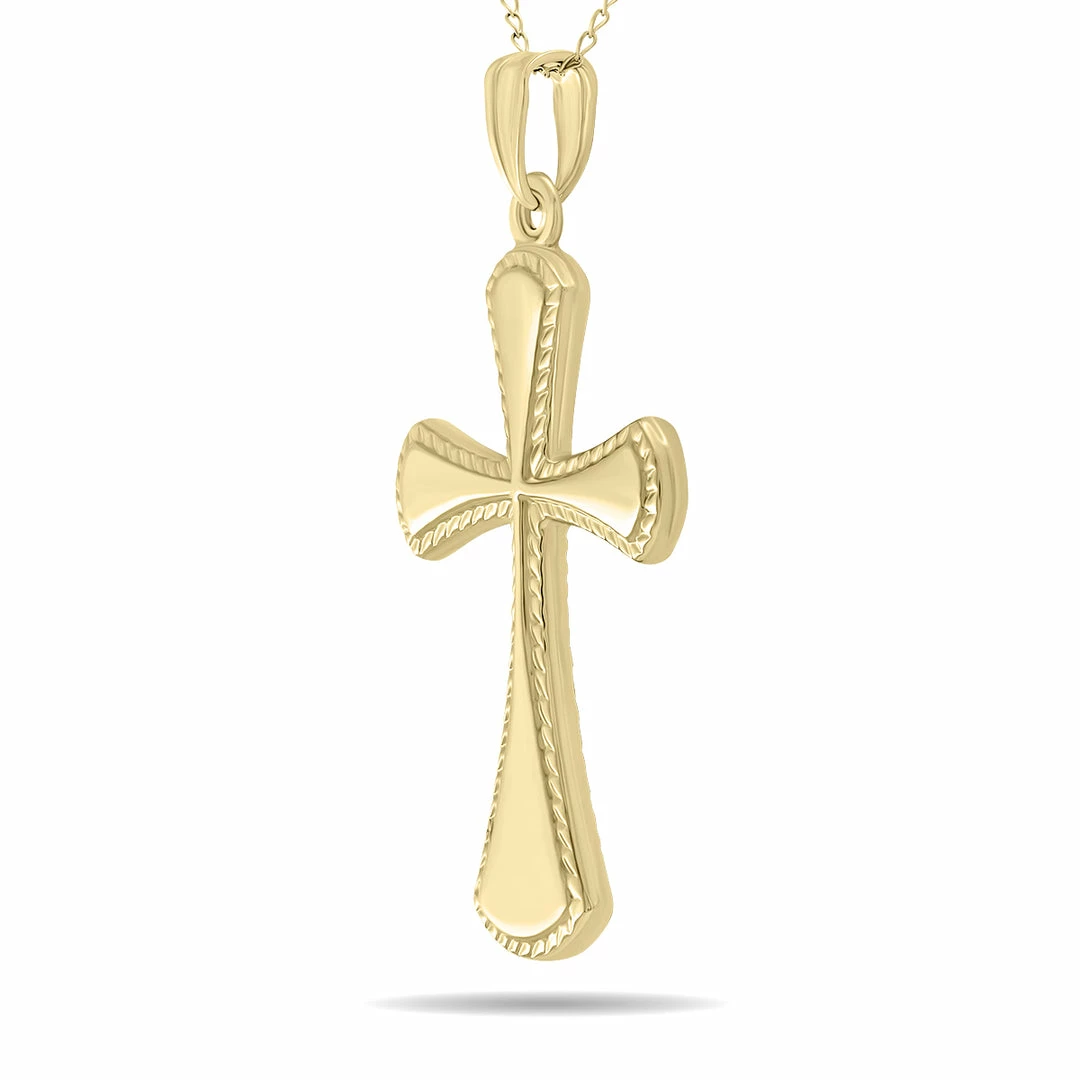 Cheapest 𧨠Monary 1oK Yellow Gold Classic Etched Cross Pendant Necklace for π© women β¨ - Image 2