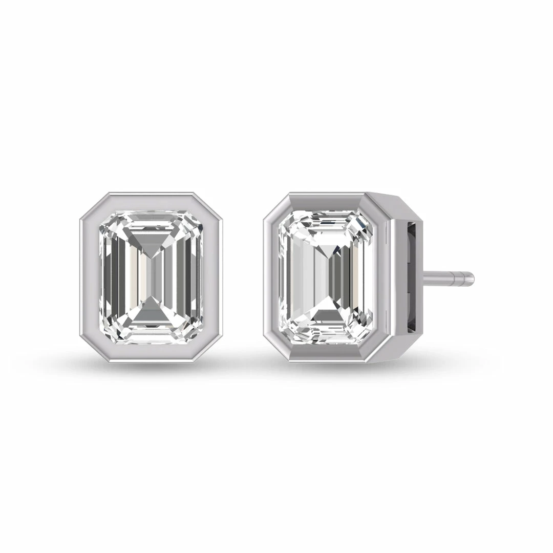 Cheap 𧨠Monary Lab Grown 1/4 CTW Emerald Bezel Set Diamond Solitaire Earrings in 14K White Gold for π© women π - Image 3