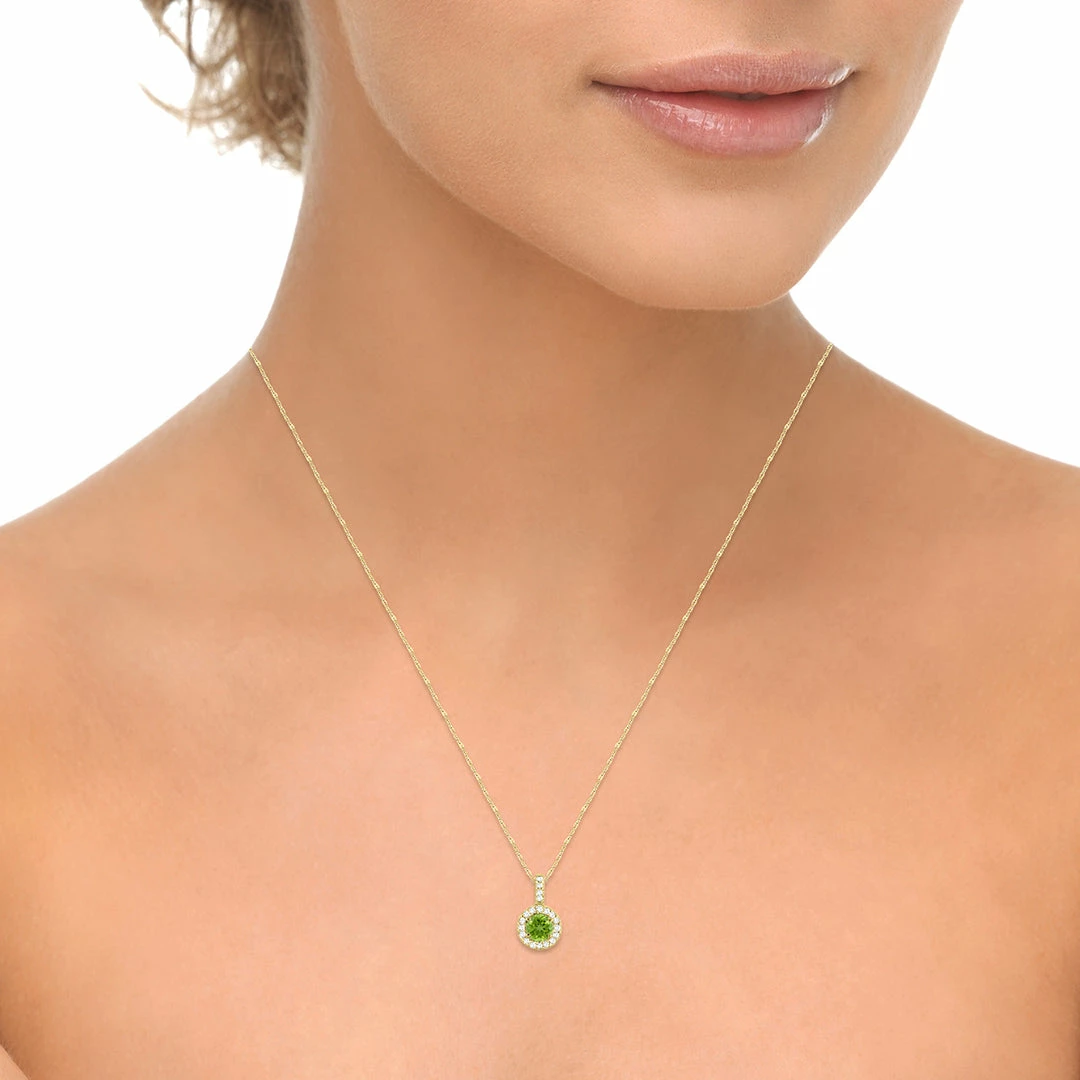 Deals π₯ Monary 1/2 Carat TW Halo Peridot And Diamond Pendant in 10K Yellow Gold for π© women π€© - Image 4